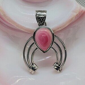 Handmade Sterling Silver Pink Conch Shell Naja Pendant Southwest Cowgirl
